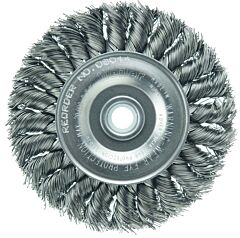 Weiler 08064 Standard Twist Knot Wire Wheel, 4 In D X 1/2 In W, .02 Steel, 1/2-3/8 Arbor Hole
