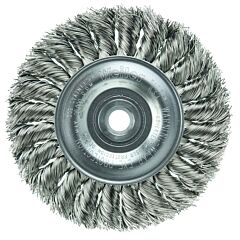Weiler 08314 Standard Twist Knot Wire Wheel, 4 In Dia X 1/2 In W Face, 0.020 In Stainless Steel Wire, 20000 Rpm