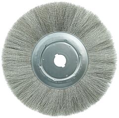 Weiler 01939 12" Narrow Face Crimped Wire Wheel, .006" Stainless Steel Fill, 1-1/4" Arbor Hole