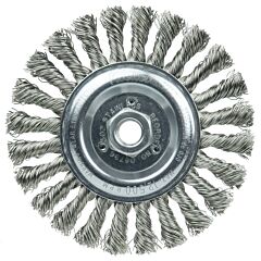 Weiler 08796 Roughneck Jr. 6" Filler Pass Weld Cleaning Brush, .023" Stainless Steel Wire Fill, 5/8"-11 Unc Nut