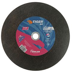 Weiler 57085 Tiger® Ao Stud Type 1 Chop Saw Large Cutting Wheel, 14 In Dia X 3/32 In, 1 In Arbor Hole, A36R