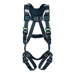 Msa 10150155 Evotech Arc Flash Harness, Back Steel D-Ring, Qwik-Fit Leg Straps, Shoulder Padding, X-Small (Xsm), Black