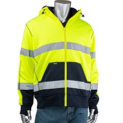Bisley 323M6988T Ansi Type R Class 3 Full Zip Hooded Sweatshirt With Sherpa Lining, Hi-Vis Yellow, Size 4X-Large