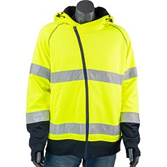 Bisley 323W6819T Ansi Type R Class 3 Women'S Contoured Full Zip Hooded Sweatshirt With Sherpa Lining, Hi-Vis Yellow, Size 3X-Large