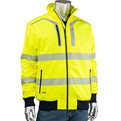 Bisley 333M6979T Ansi Type R Class 3 Soft Shell Bomber Jacket, Hi-Vis Yellow, Size 2X-Large