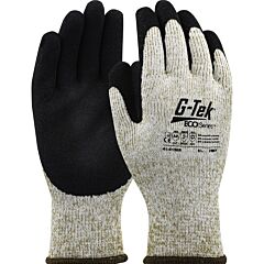 G-Tek 41-8150R Seamless Knit Recycled Yarn / Acrylic Blended Gloves With Latex Microsurface Grip On Palm & Fingers, Brown, Size X-Large