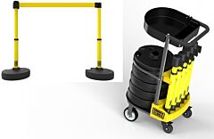 Banner Stakes Pl4000-Yt Plus Cart Package With Tray, Blank Yellow Banner