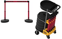 Banner Stakes Pl4012T Plus Cart Package With Tray, Red "Stay Behind The Line" Banner