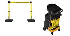 Banner Stakes Pl4144T Plus Cart Package With Tray, Yellow "Attention - Entrée Interdite" Banner