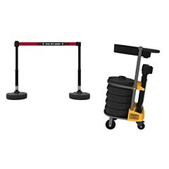 Banner Stakes Pl4172T Plus Cart Package With Tray, Black "Stay 6Ft Apart" Banner