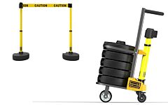 Banner Stakes Pl4001 Plus Cart Package, Yellow "Caution" Banner