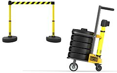 Banner Stakes Pl4008 Plus Cart Package, Yellow/Black Diagonal Stripe Banner