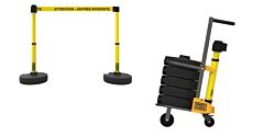 Banner Stakes Pl4144 Plus Cart Package, Yellow "Attention - Entrée Interdite" Banner