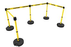 Banner Stakes Pl4583 Plus Barrier Set X5, Yellow Double-Sided "Caution"