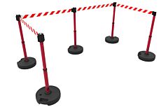 Banner Stakes Pl4598 Plus Barrier Set X5, Red/White Diagonal Stripe