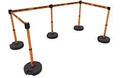 Banner Stakes Pl4502 Plus Barrier Set X5, Orange "Danger-Forklift Traffic"