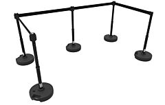 Banner Stakes Pl4504 Plus Barrier Set X5, Blank Black Banner