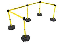 Banner Stakes Pl4546 Plus Barrier Set X5, Yellow "Attention – Entrée Interdite"