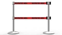 Banner Stakes Al6205M-D Qline Retractable Dual Belt Barrier X2, Matte Post, Red "Restricted Area"