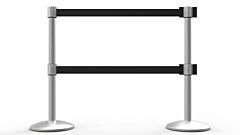 Banner Stakes Al6208M-D Qline Retractable Dual Belt Barrier X2, Matte Post, Blank Black Belt
