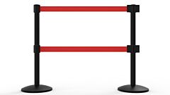 Banner Stakes Al6207B-D Qline Retractable Dual Belt Barrier X2, Black Post, Blank Red Belt