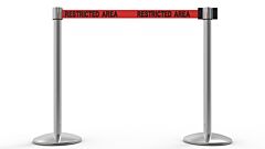 Banner Stakes Al6205C Qline Retractable Belt Barrier X2, Polished Chrome Post, Red "Restricted Area"