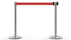 Banner Stakes Al6207C Qline Retractable Belt Barrier X2, Polished Chrome Post, Blank Red Belt