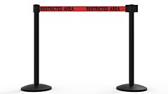 Banner Stakes Al6205B Qline Retractable Belt Barrier X2, Black Post, Red "Restricted Area"