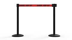Banner Stakes Al6206B Qline Retractable Belt Barrier X2, Black Post, Red "Danger - Keep Out"