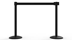 Banner Stakes Al6208B Qline Retractable Belt Barrier X2, Black Post, Blank Black Belt