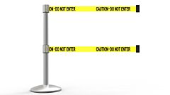 Banner Stakes Al6102M-D Qline Retractable Dual Belt Barrier, Matte Post, Yellow "Caution - Do Not Enter"