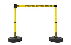 Banner Stakes Pl4246 Plus Barrier Set X2, Yellow "Attention – Entrée Interdite"