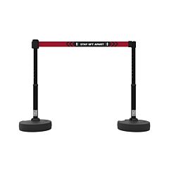 Banner Stakes Pl4274 Plus Barrier Set X2, Black "Stay 6Ft Apart" Banner