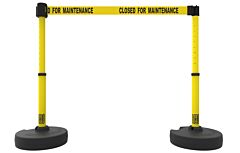 Banner Stakes Pl4290 Plus Barrier Set X2, Yellow "Closed For Maintenance"