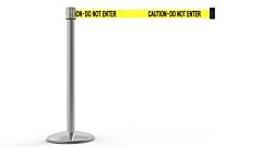 Banner Stakes Al6102C Qline Retractable Belt Barrier, Polished Chrome Post, Yellow "Caution - Do Not Enter"