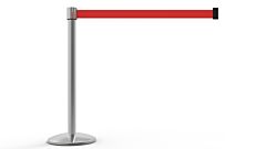 Banner Stakes Al6107C Qline Retractable Belt Barrier, Polished Chrome Post, Blank Red Belt