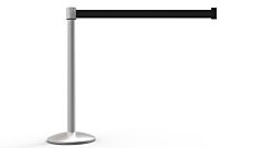 Banner Stakes Al6108M Qline Retractable Belt Barrier, Matte Post, Blank Black Belt