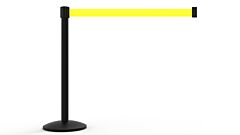 Banner Stakes Al6104B Qline Retractable Belt Barrier, Black Post, Blank Yellow Belt