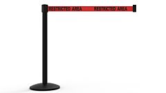 Banner Stakes Al6105B Qline Retractable Belt Barrier, Black Post, Red "Restricted Area"