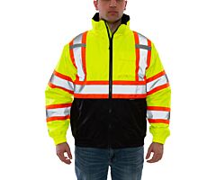 Tingley J26122C Bomber Ii™ Jacket, Class 3, Csa Z96 Class 2 Level 2, Fluorescent Yellow, Two-Tone Silver Reflective Tape, Polyester Quilted Liner, Detachable Hood, Size 5X-Large