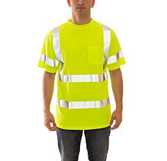 Tingley S75322 Class 3 Compliant Short Sleeve T-Shirt, Fluorescent Yellow, Size 3X-Large