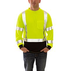 Tingley S75622 Class 3 Compliant Long Sleeve T-Shirt, Yellow With Black Bottom, Size 3X-Large