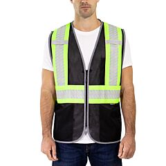 Tingley V70643C Type O Class 1 Vest, Csa Z96 Class 1 Level 2, Black, Polyester Mesh, Zipper Closure, 4 Pockets, Two-Tone Silver Reflective Tape, Size Large/X-Large