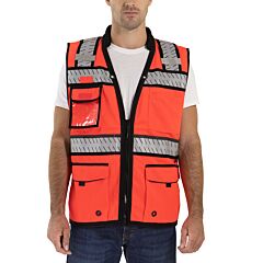 Tingley V71835C Type R Class 2 Vest, Csa Z96 Class 2 Level 2, Fluorescent Red, Polyester Solid, Zipper Closure, 13 Pockets, Two-Tone Silver Reflective Tape, Size Small/Medium
