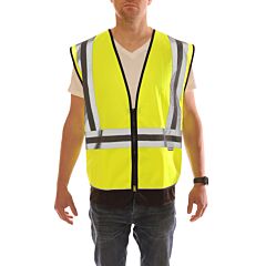Tingley V73422C Type R Class 2 Vest, Csa Z96 Class 2 Level 2 - Fluorescent Yellow, Polyester Mesh/Solid, Zipper Closure, 3 Pockets, Size Small/Medium