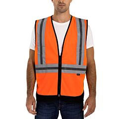 Tingley V73429C Type R Class 2 Vest, Csa Z96 Class 2 Level 2, Fluorescent Orange-Red, Polyester Mesh/Solid, Zipper Closure, 3 Pockets, Size Small/Medium
