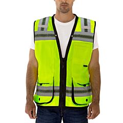 Tingley V73862 Type R Class 2 Vest, Fluorescent Yellow, Polyester Solid/Mesh, Zipper Closure, 11 Pockets, Size 2X/3X-Large