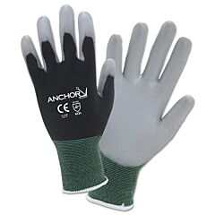 Anchor Brand 6080Xl Pu Palm Coated Gloves, X-Large, Black/Gray