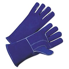Best Welds 3030 7344 Leather Welding Gloves, Leather, Large, Blue, 4 In Gauntlet, Cotton Lining