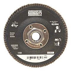 Anchor Brand 97934 Abrasive High Density Flap Discs, 4 1/2 In Dia, 80 Grit, 5/8-11 Arbor, Type 27